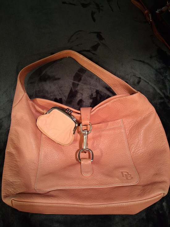 Dooney & Bourke Handbags - Dooney And Bourke Leather Hobo Shoulder Bag in Peach And Wristlet